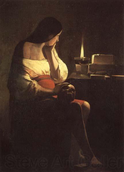 LA TOUR, Georges de The Magdalen with the Nightlighe France oil painting art